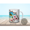 Personalized name example on the tropical beach-themed cup.